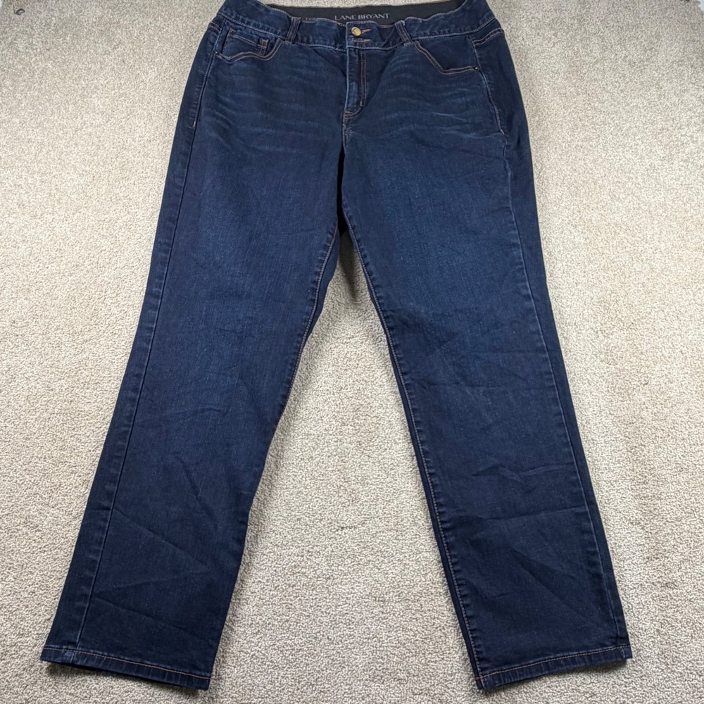 Lane Bryant Tighter Tummy Technology Straight Leg Jeans Dark Wash Blue 18 Short